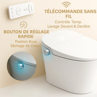 SERA Witty Smart Bidet Toilet, One-Piece Toilet with Auto Jet Flush, Auto Open/Close Lid, Warm Water Wash, Warm-Air Dryer, Heated Seat – White Display