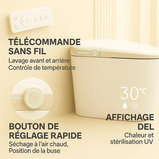 SERA Sigma Smart Bidet Toilet, One-Piece Toilet with Auto Jet Flush, Auto Open/Close Lid, Warm Water Wash, Warm-Air Dryer, Heated Seat – Gold Trim