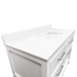 48" White Freestanding Single Sink Bathroom Vanity with White Glass Countertop Fiory - Golden Elite Deco