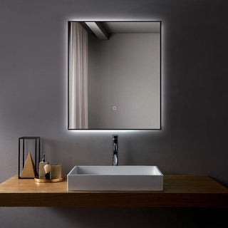 24" LED Mirror with Dimming Function - Matte Black Aluminum - Golden Elite Deco