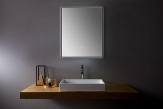 30" LED Mirror with Dimming Function - Matte Black Aluminum - Golden Elite Deco