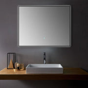 36" LED Mirror with Dimming Function - Matte Black Aluminum - Golden Elite Deco