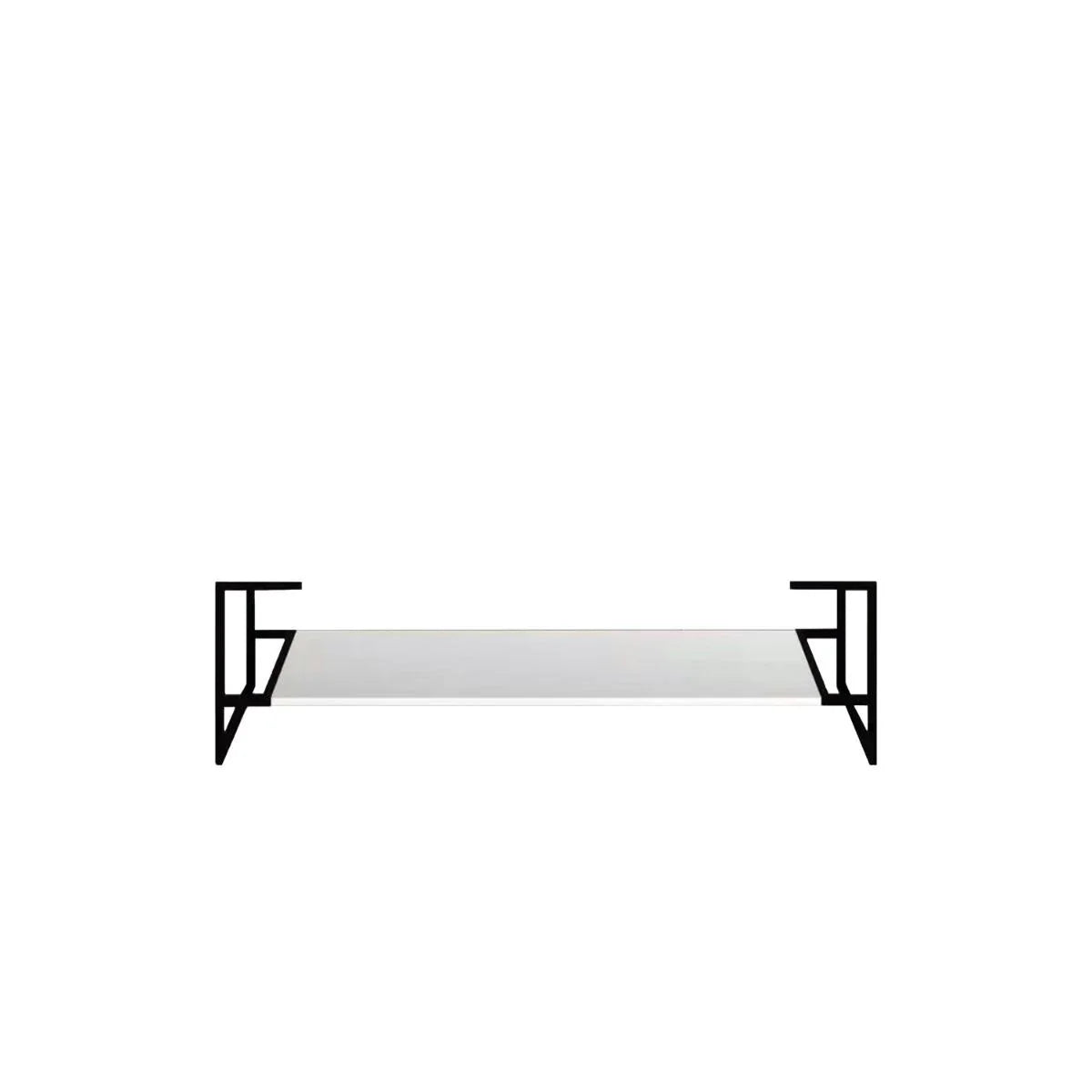 48" Glossy White Open Shelf with Matte Black Frame - Golden Elite Deco