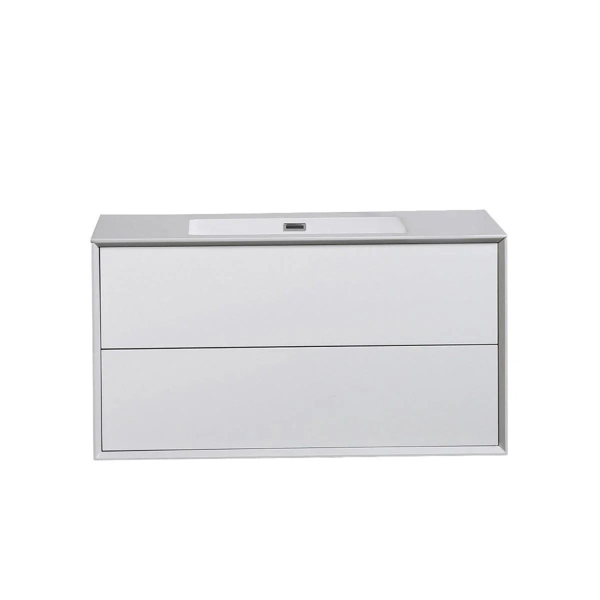 36" White Wall Mount Vanity with White Polymarble Countertop - Golden Elite Deco