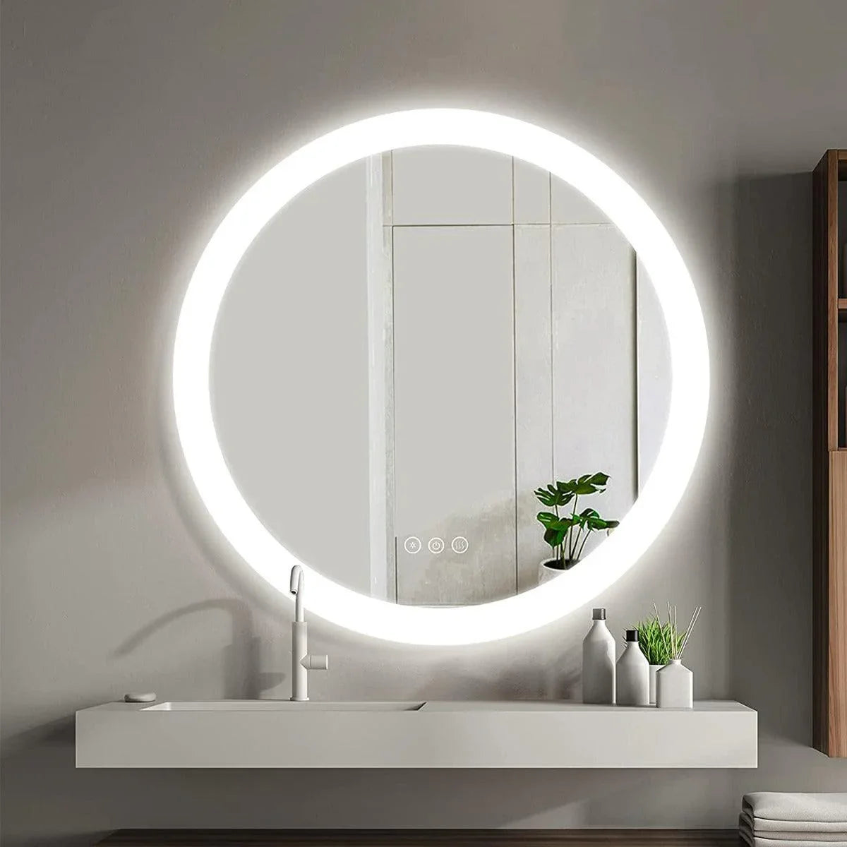 32" LED Lune Mirror - Frosted Edge - Golden Elite Deco