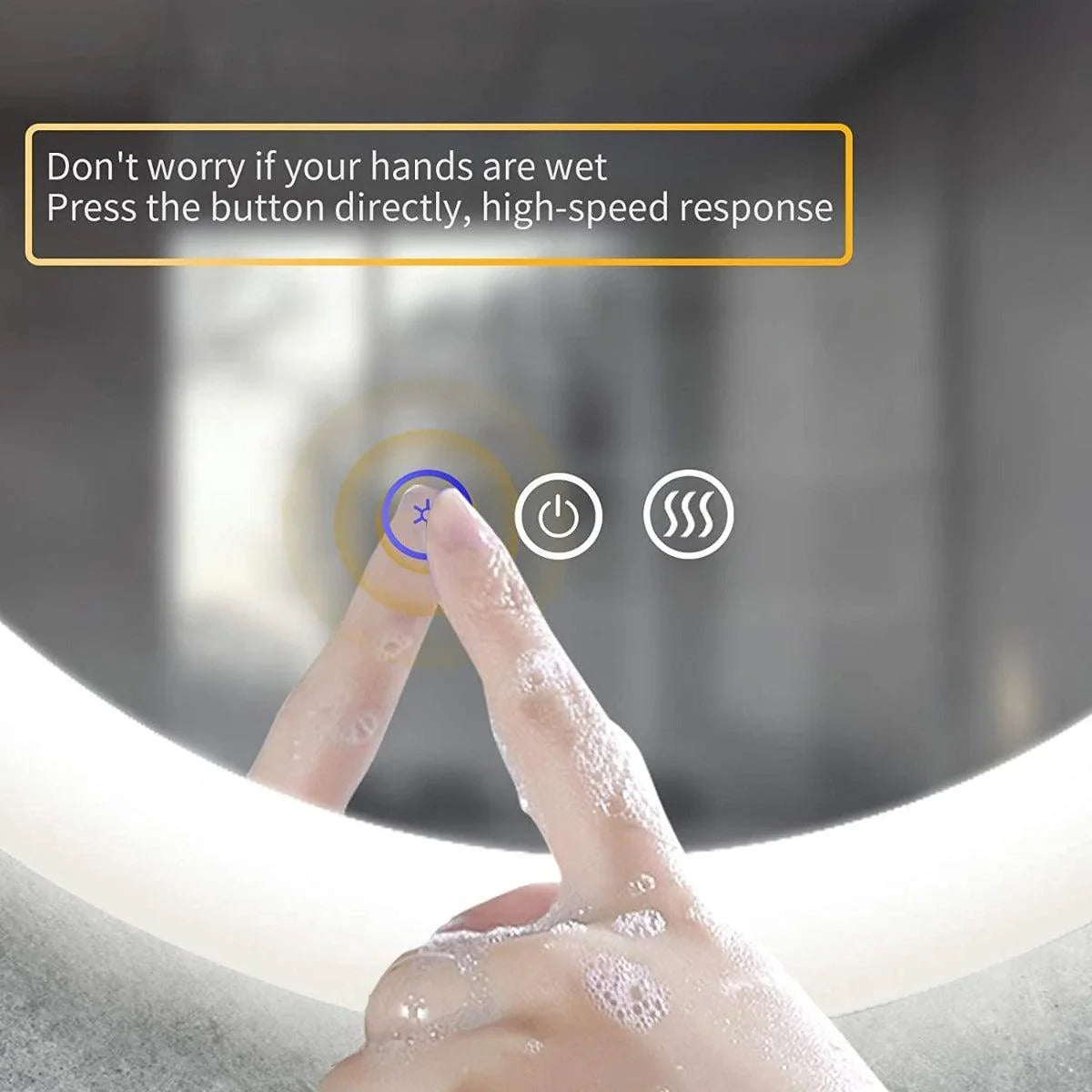 32" LED Lune Mirror - Frosted Edge - Golden Elite Deco