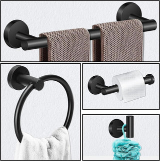 Gabriela Bathroom Accessory Set - Black Stainless Steel - Golden Elite Deco