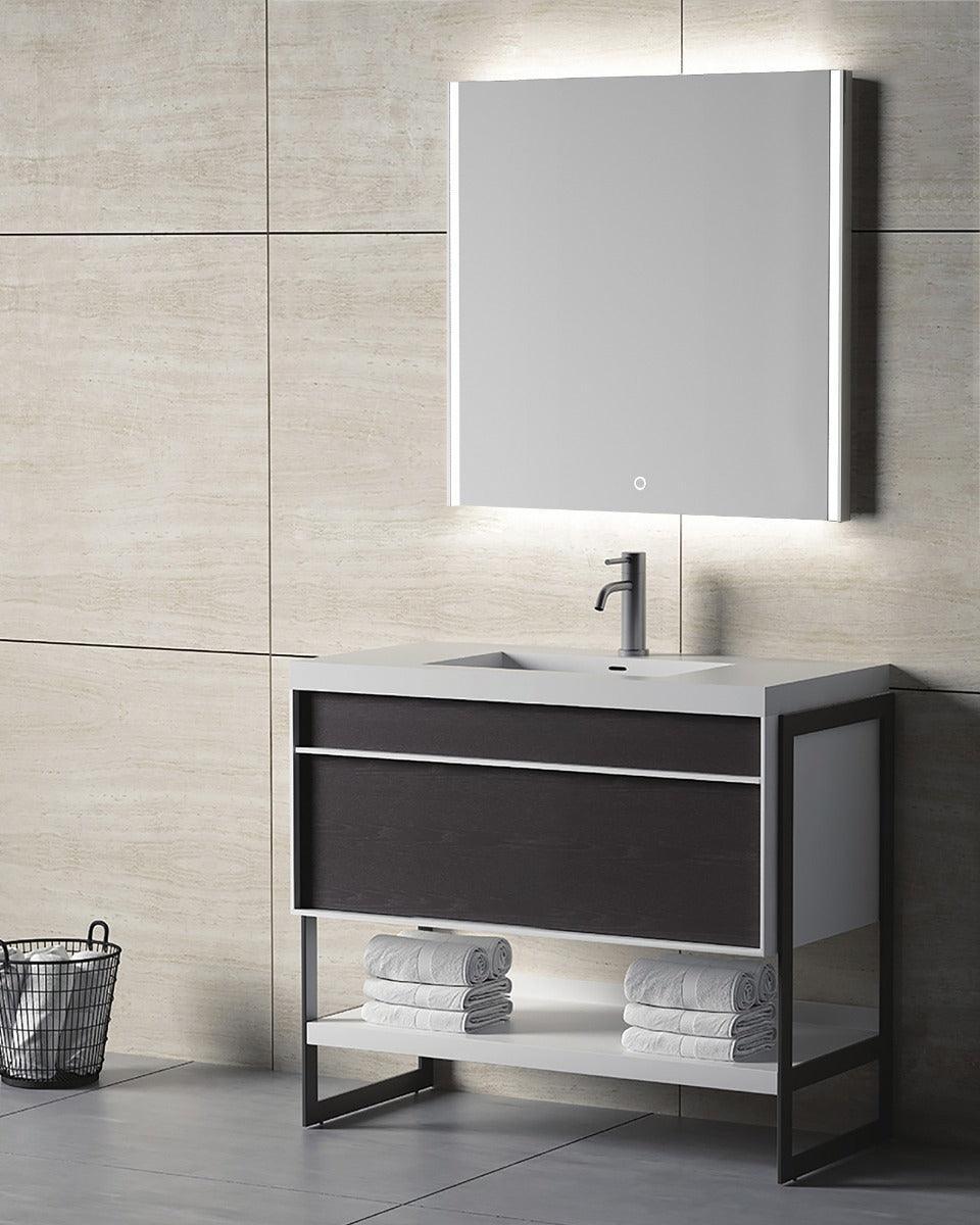 24" GEO LED Mirror - Solid Surface Frame - Golden Elite Deco