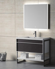 30" GEO LED Mirror - Solid Surface Frame - Golden Elite Deco