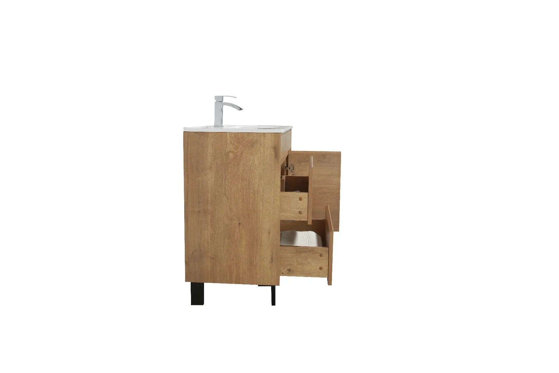 Meuble Lavabo Grace 40 pouces - Fini Texture Bois avec Comptoir en Céramique
