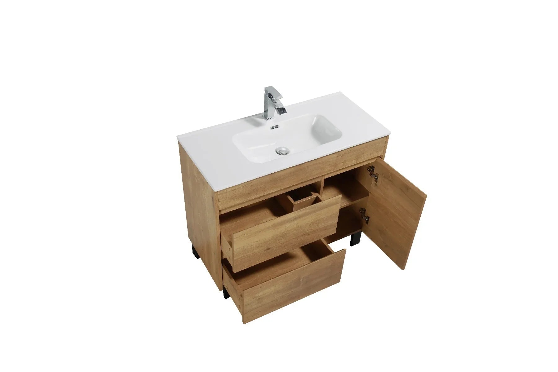 Meuble Lavabo Grace 40 pouces - Fini Texture Bois avec Comptoir en Céramique