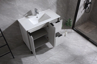 36" Cement Freestanding Bathroom Vanity with White Ceramic Countertop Odessa - Golden Elite Deco