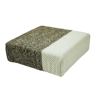 Ira - Handmade Wool Braided Square Pouf | Natural/Snow White | 90x90x30cm