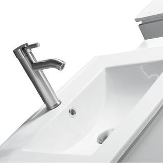 72" White Wall Mount Double Sink Bathroom Vanity with White Ceramic Countertop Jacob - Golden Elite Deco
