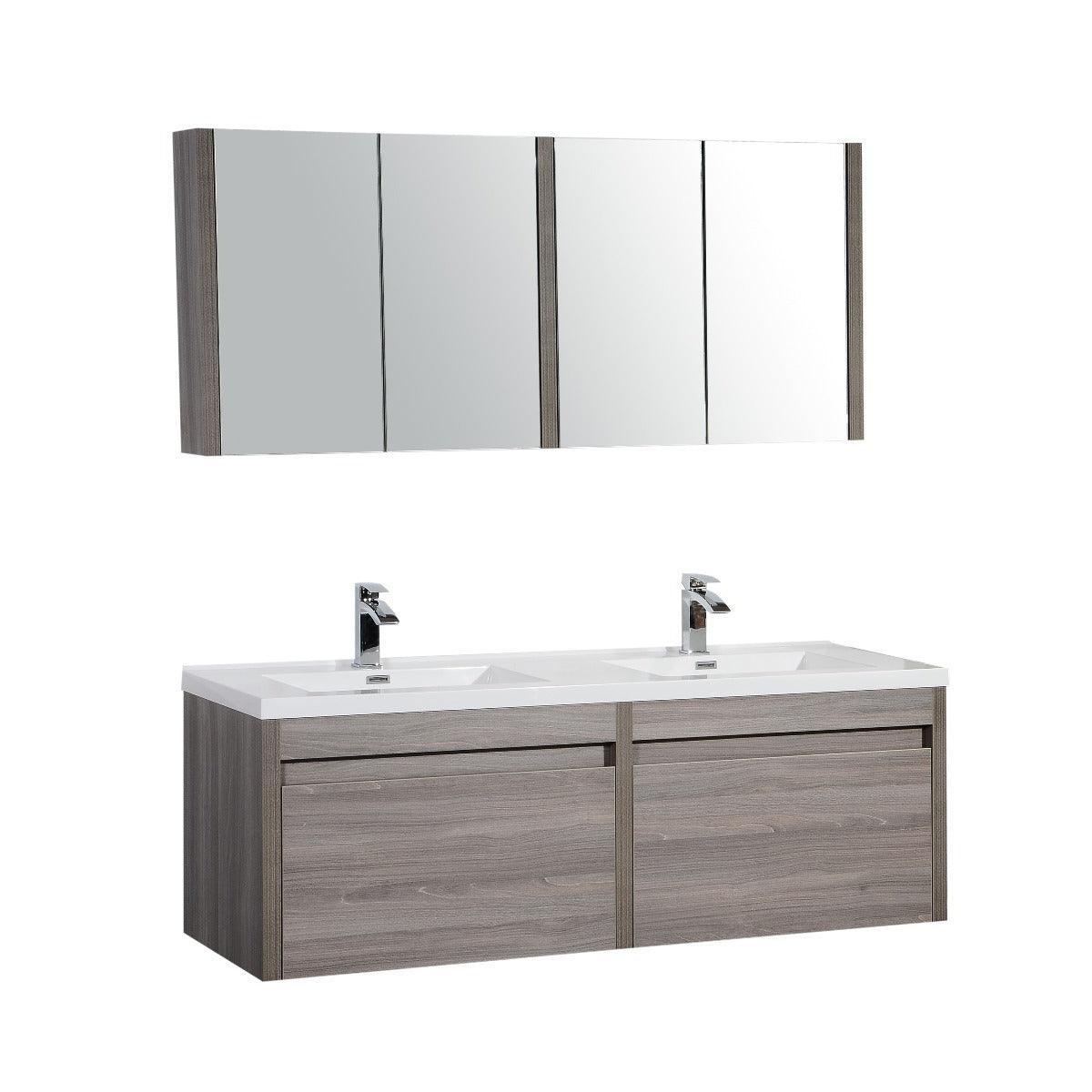 60" Medicine Cabinet - Maple Grey - Golden Elite Deco