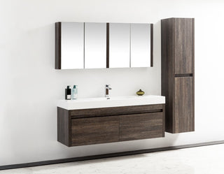 60 Dark Oak Vanity Combo w/ White Polymarble countertop Single Sink Labrador Collection