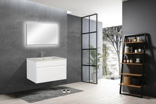 Vanité de salle de bains murale blanche Lily de 30 po avec comptoir en quartz blanc - VENTE D'ÉCHANTILLON