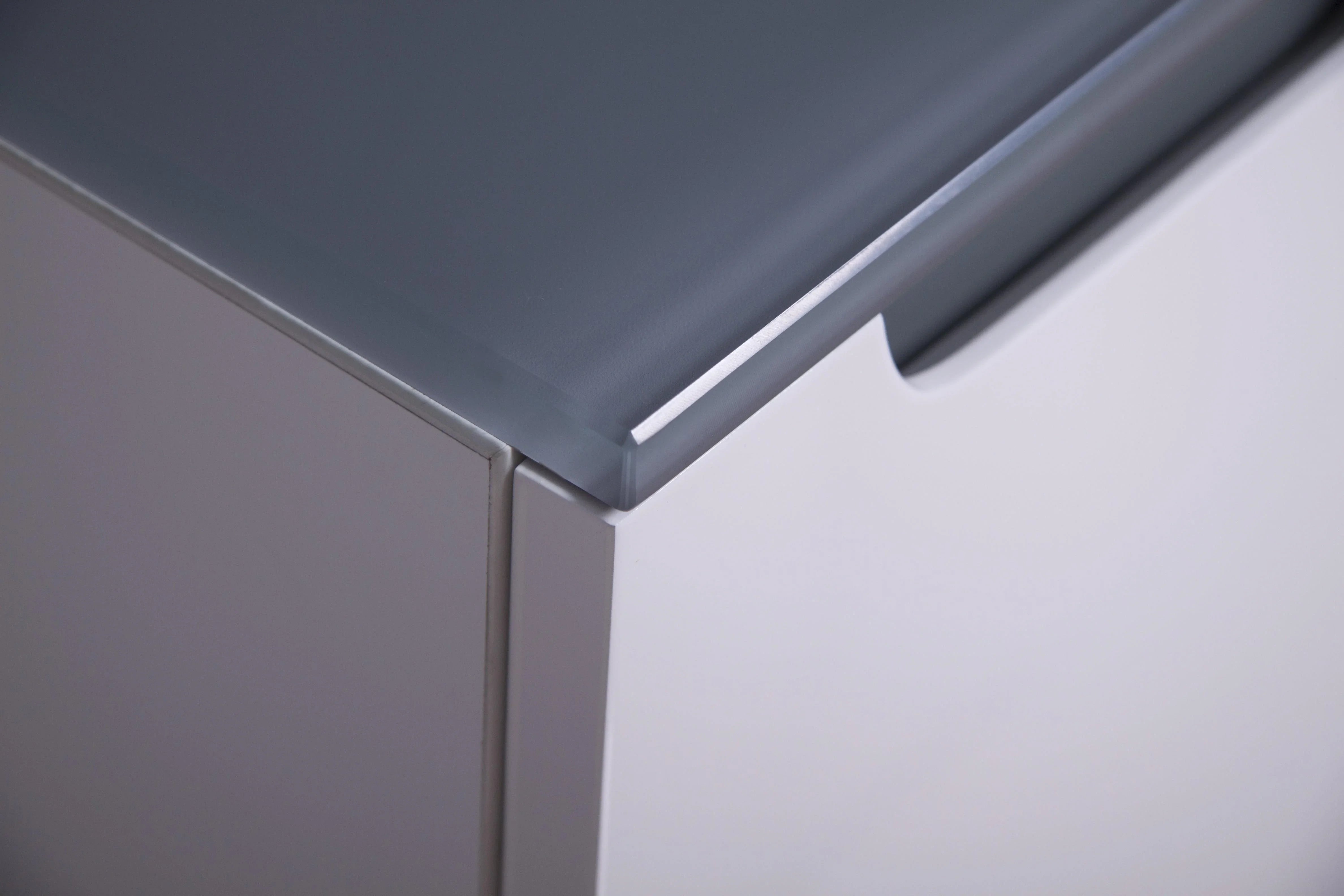 12" Glossy White Wall Mount Storage with Green Glass Countertop Lima - Golden Elite Deco