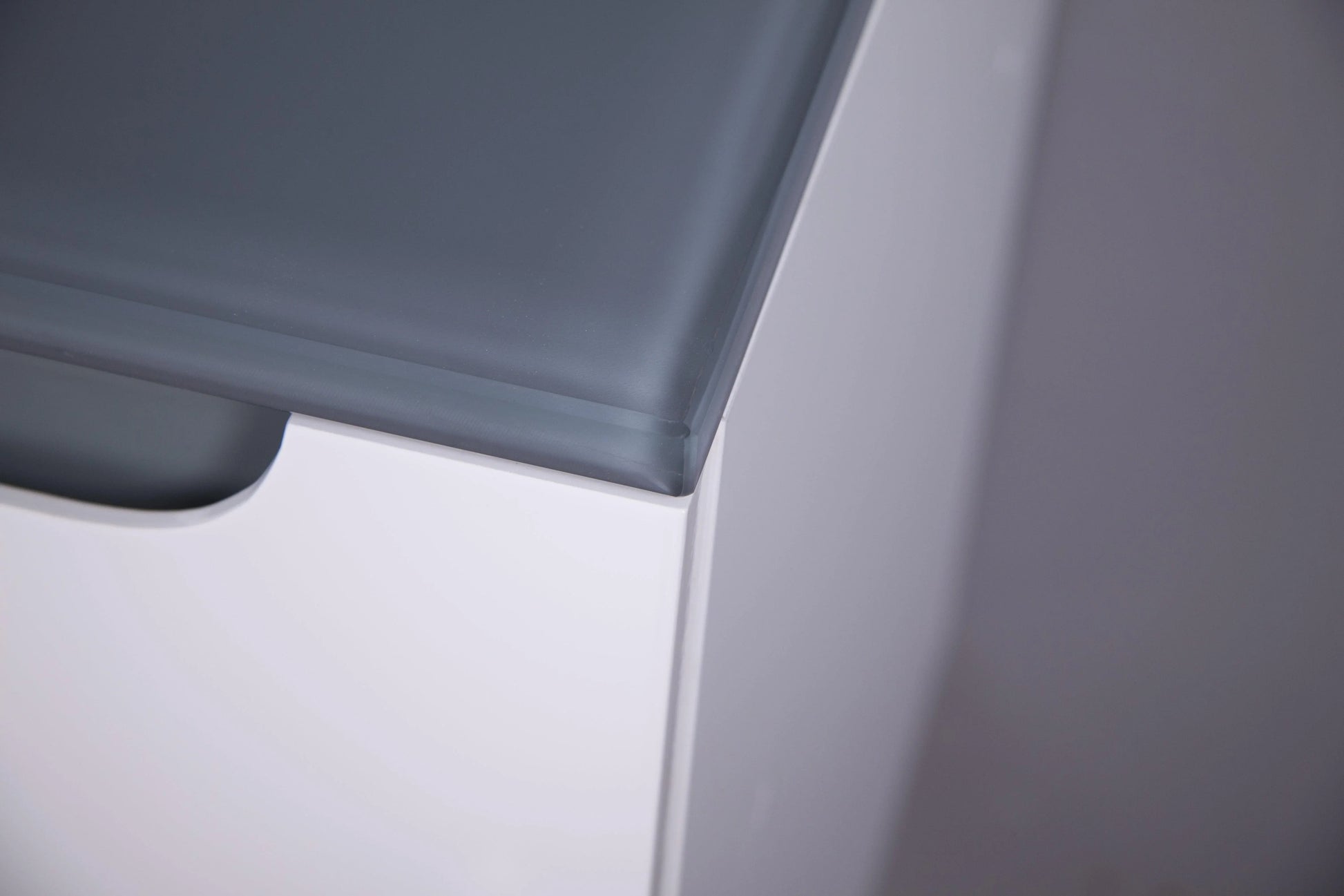 12" Glossy White Wall Mount Storage with Green Glass Countertop Lima - Golden Elite Deco