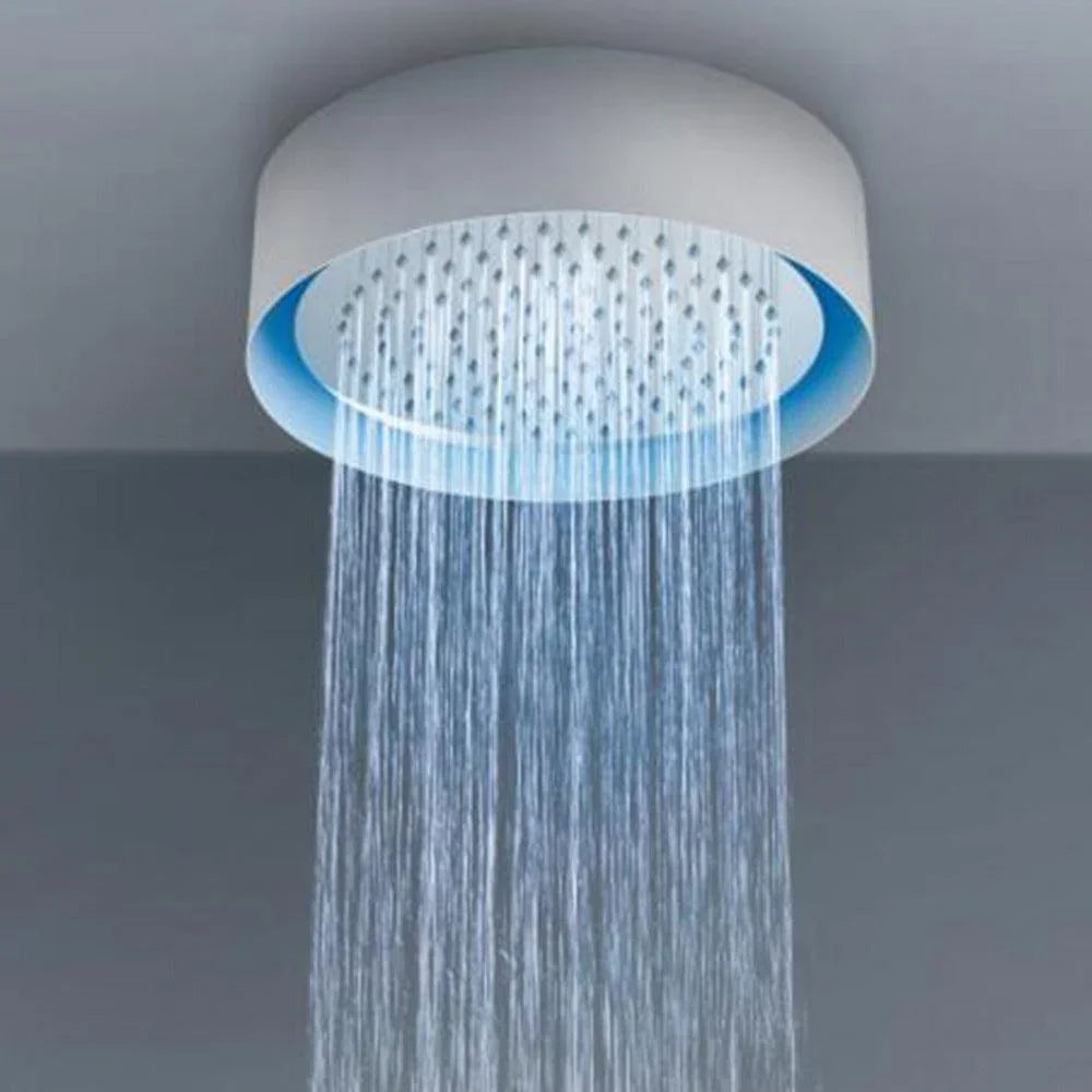 Showerhead White and Chrome with LED - Round - Golden Elite Deco