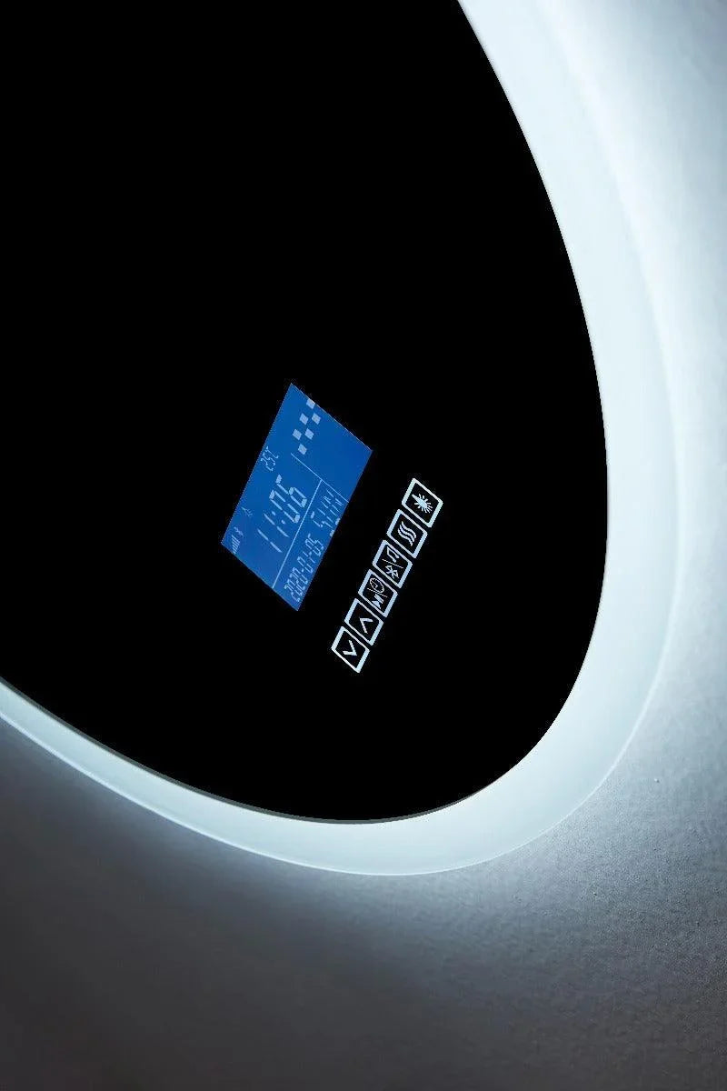 24" Round LED Frosted Edge Touch Screen Mirror with Integrated Bluetooth - Golden Elite Deco