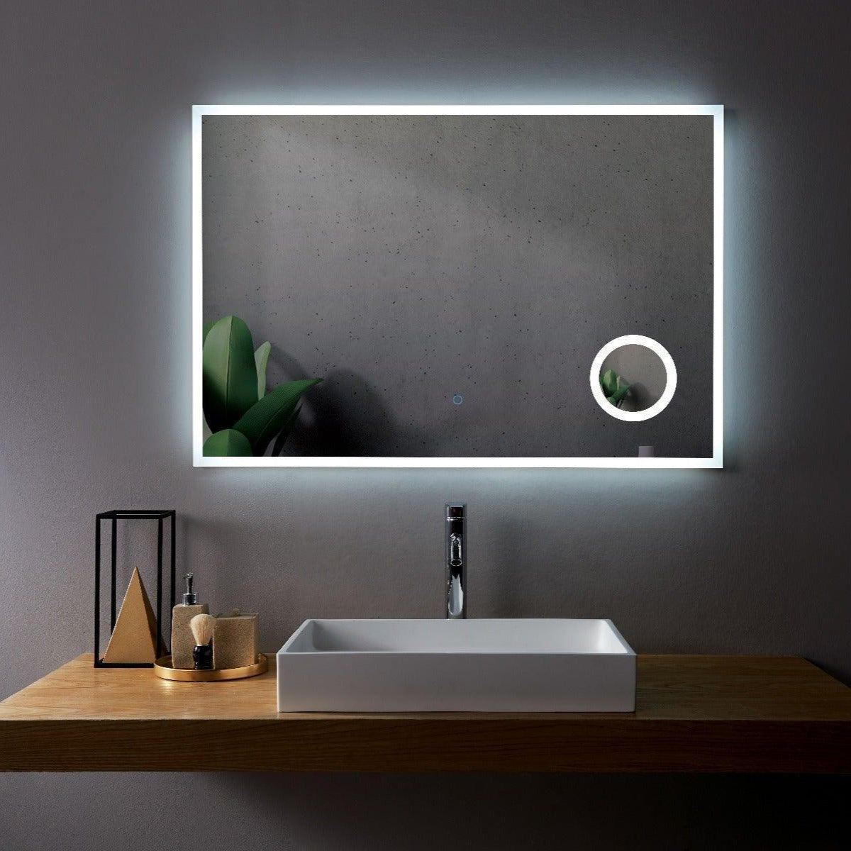 48" LED Mirror with Magnifying Mirror - Golden Elite Deco