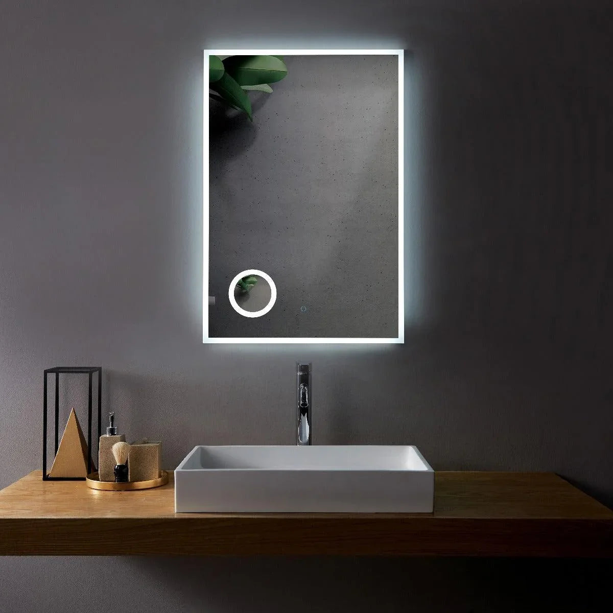 30" LED Mirror with Magnifying Mirror & Anti-Fog - Golden Elite Deco