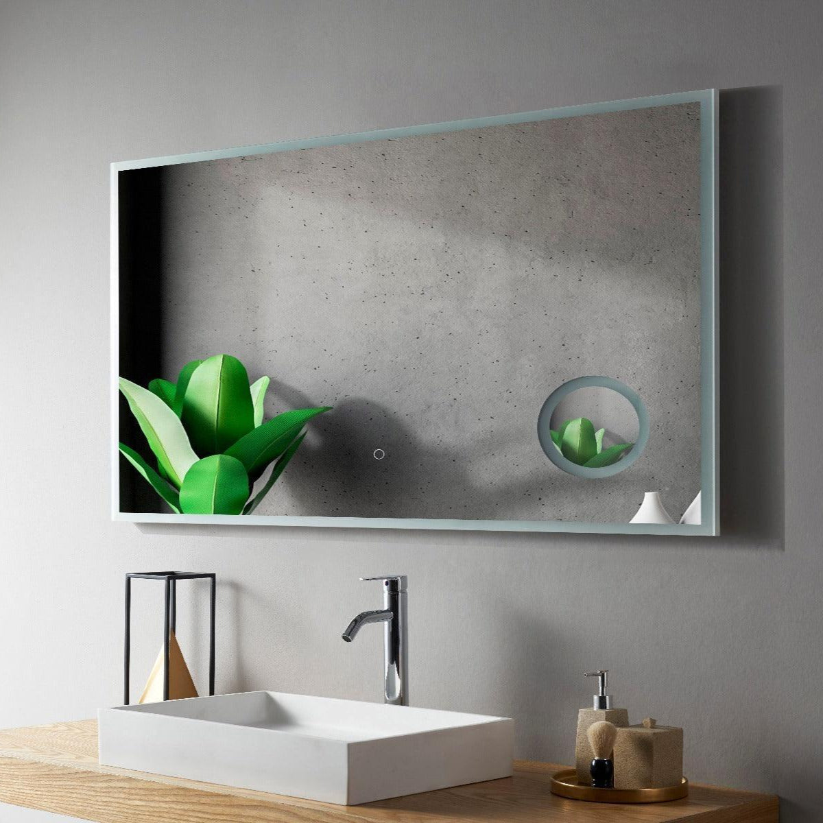 60" LED Mirror with Magnifying Mirror - Golden Elite Deco