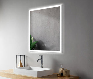 30" Chrono LED Mirror - Frosted Edge with Time, Temperature and de-fogging - Golden Elite Deco