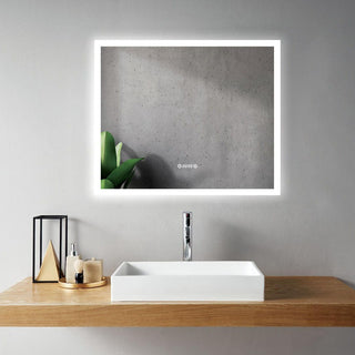 36" Chrono LED Mirror - Frosted Edge with Time, Temperature and Defogging - Golden Elite Deco