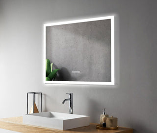 36" Chrono LED Mirror - Frosted Edge with Time, Temperature and Defogging - Golden Elite Deco