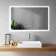 48" Chrono LED Mirror - Frosted Edge with Time & Temperature - Golden Elite Deco