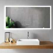60" Chrono LED Mirror - Frosted Edge with Time & Temperature - Golden Elite Deco