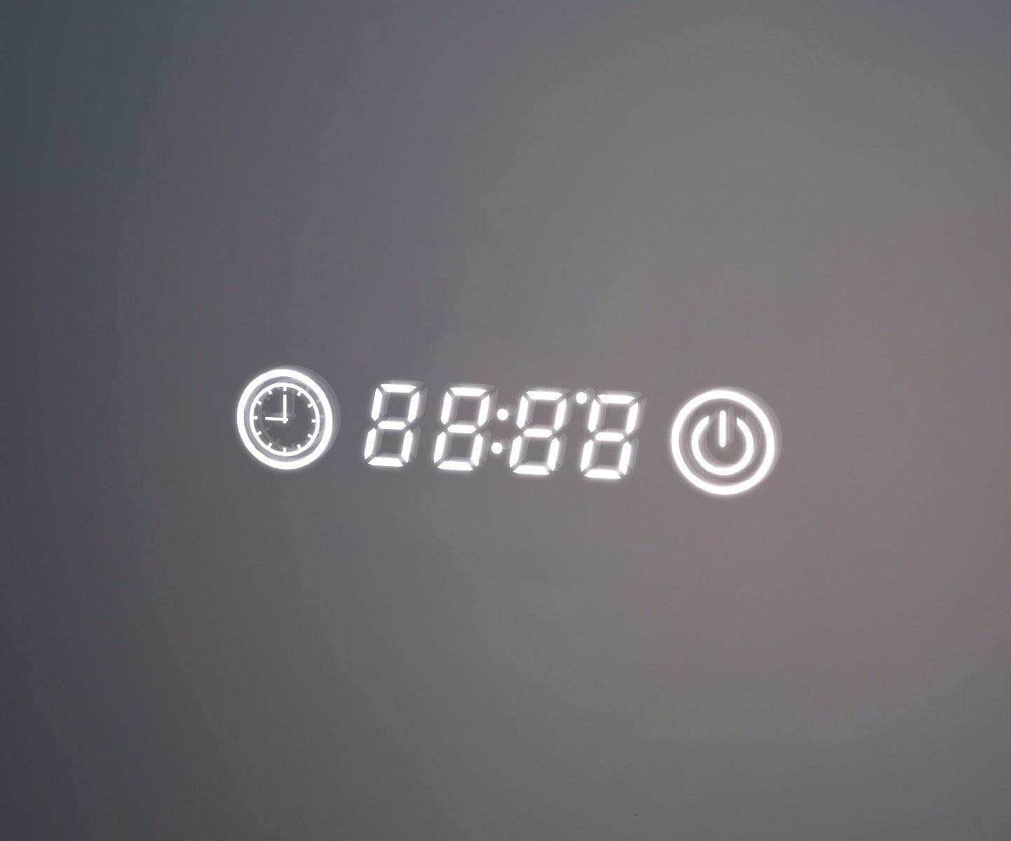 48" Chrono LED Mirror - Frosted Edge with Time & Temperature - Golden Elite Deco