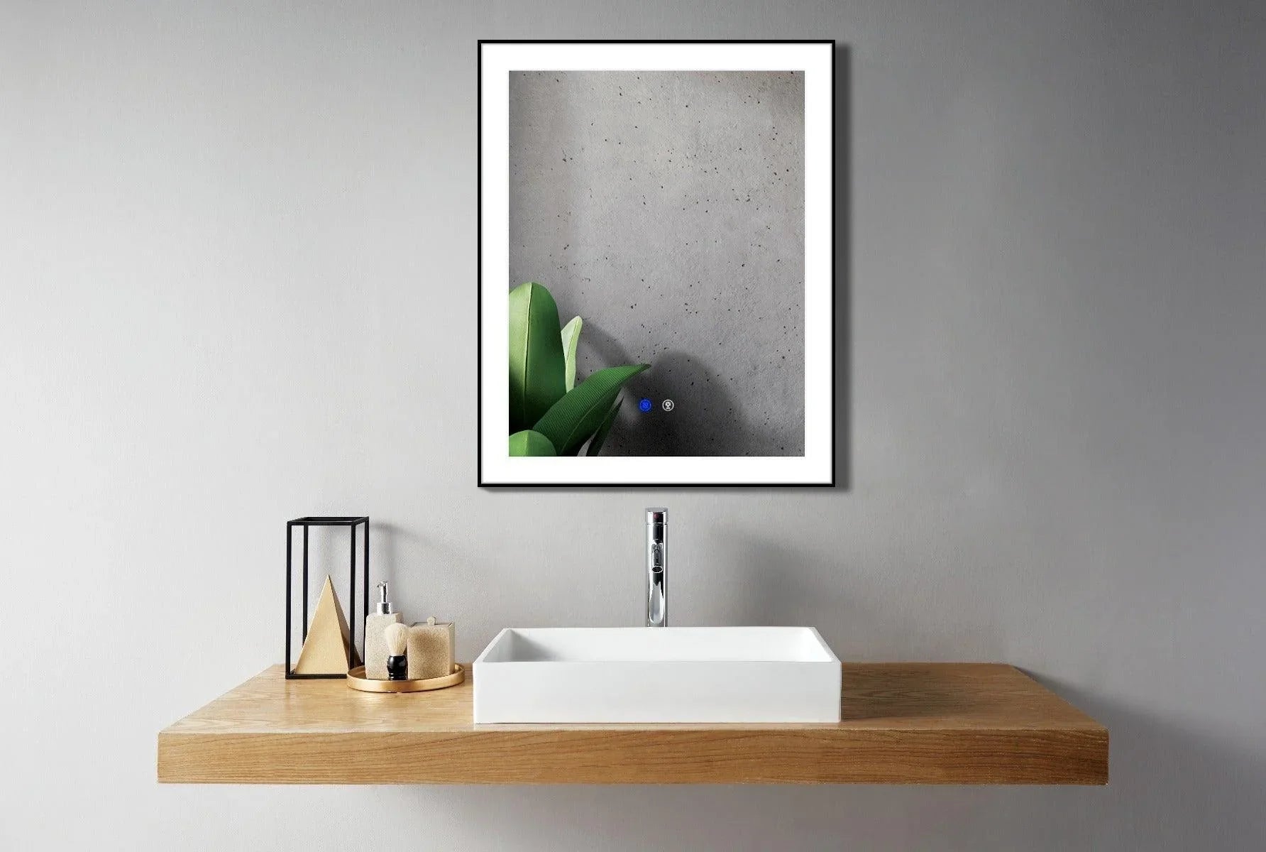 24" LED Mirror - Frosted Edge with Matte Black Frame - Golden Elite Deco