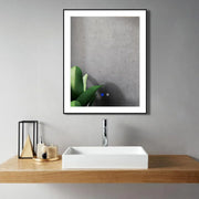24" LED Mirror - Frosted Edge with Matte Black Frame - Golden Elite Deco
