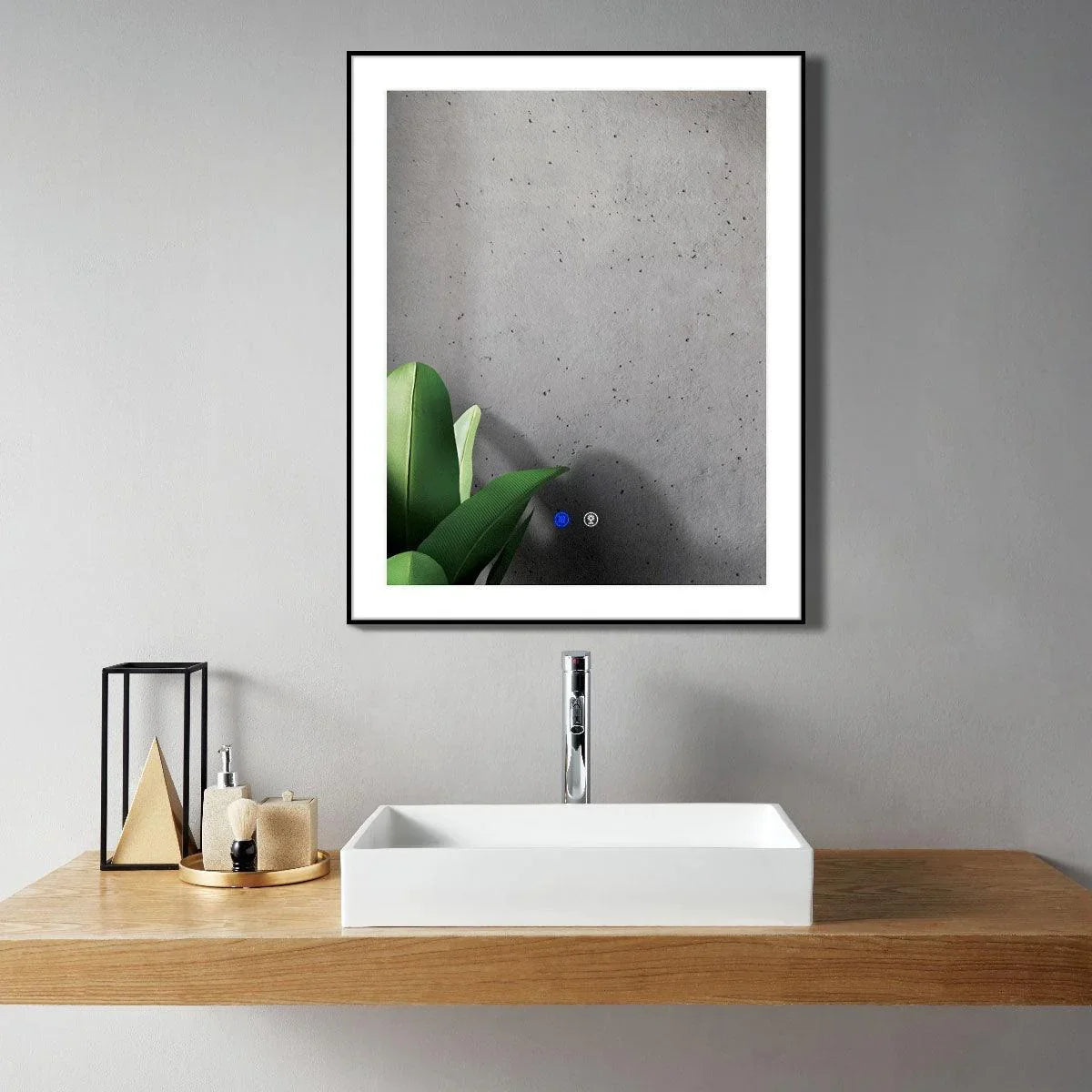 24" LED Mirror - Frosted Edge with Matte Black Frame - Golden Elite Deco