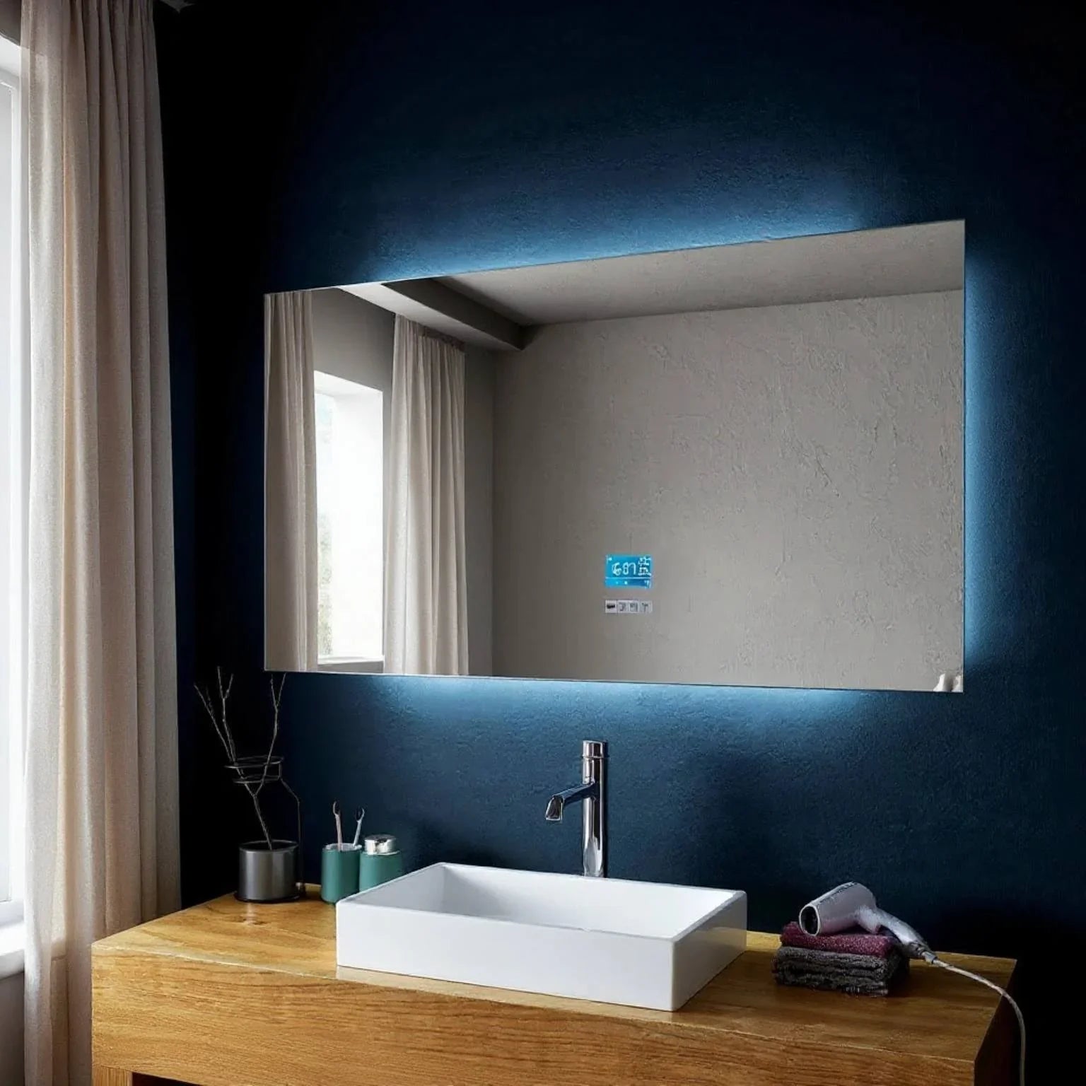 Miroir de Salle de Bain DEL Intelligent 60po x 30po avec Écran Tactile, Bluetooth et Antibuée