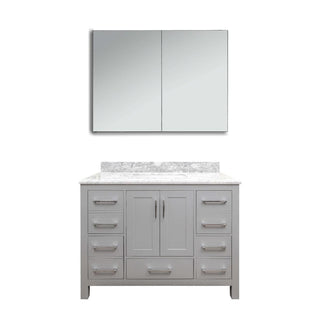 42" Grey Freestanding Bathroom Vanity with Carrera Marble Countertop Mella - Golden Elite Deco