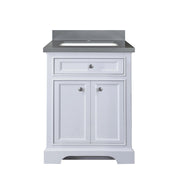 Meuble Lavabo Autoportant Blanc 24po avec Comptoir en Quartz Calypso et Lavabo Simple