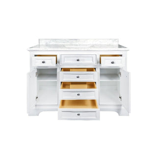 48" White Freestanding Single Sink Bathroom Vanity with Carrera Marble Countertop Milan - Golden Elite Deco