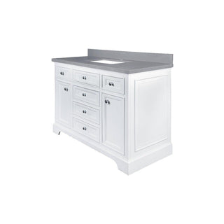 48" White Freestanding Single Sink Bathroom Vanity w/ Calypso Grey Quartz Countertop - SAMPLE SALE