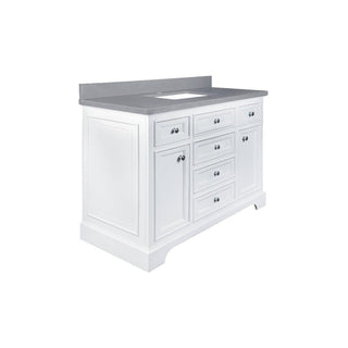 48" White Freestanding Single Sink Bathroom Vanity w/ Calypso Grey Quartz Countertop - SAMPLE SALE