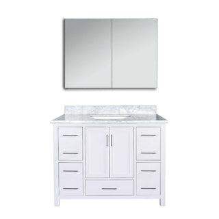 42" White Freestanding Bathroom Vanity with Carrera Marble Countertop Mella - Golden Elite Deco