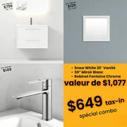 Bundle and Save: 30" White Wall Mount Bathroom Vanity with Mirror and Faucet