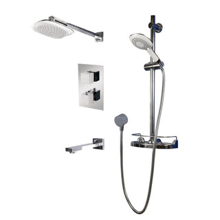 Bathroom Shower Set - Martinique - White & Chrome - 3 Function - Golden Elite Deco