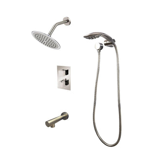 Bathroom Shower Set - Lido - Brushed Nickel - 3 Function - Golden Elite Deco