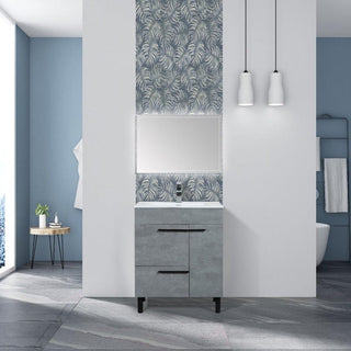 28" Cement Freestanding Single Sink Bathroom Vanity with White Ceramic Countertop Odessa - Golden Elite Deco