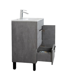 28" Cement Freestanding Single Sink Bathroom Vanity with White Ceramic Countertop Odessa - Golden Elite Deco