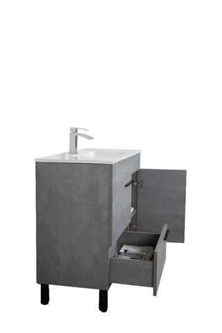 40" Cement Freestanding Single Sink Bathroom Vanity with White Ceramic Countertop Odessa - Golden Elite Deco